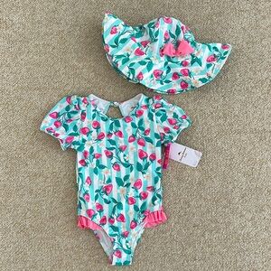 Tommy Bahama Strawberry One-Piece Swimsuit with Hat
